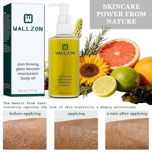 WALLZON Undaria Extract Body Oil 5 Oz – Seaweed & Botanical Oil for Firming, Elasticity & Deep Moisture, Lightweight Non-Greasy, Golden Scented Avelisse