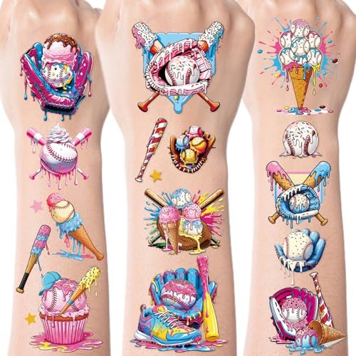200+ Ice Cream Drip Temporary Tattoos for Baseball Birthday Party – Colorful Sport Game Activity Favors, School Prizes & Rewards Avelisse