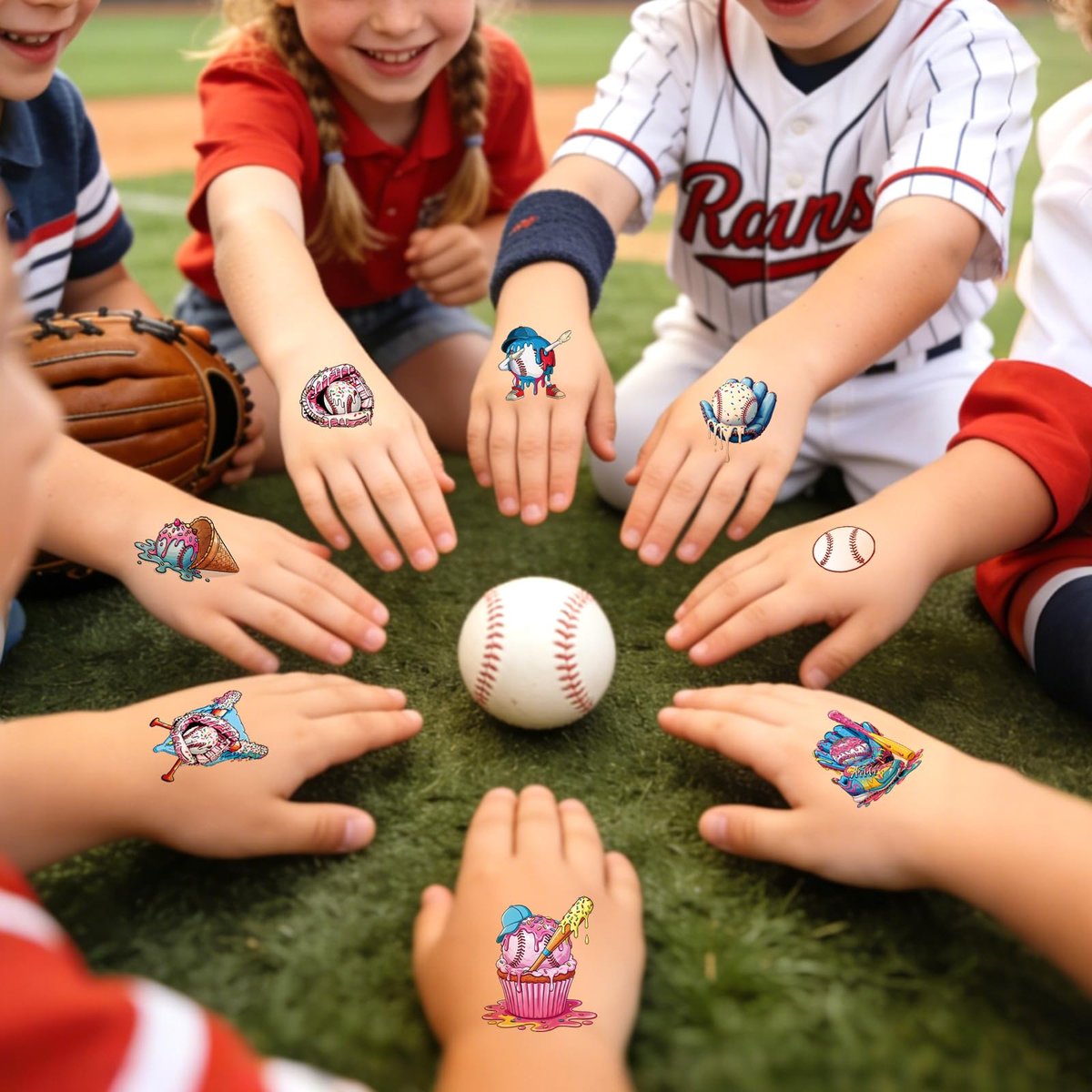 200+ Ice Cream Drip Temporary Tattoos for Baseball Birthday Party – Colorful Sport Game Activity Favors, School Prizes & Rewards Avelisse