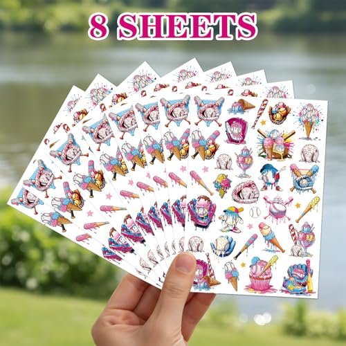 200+ Ice Cream Drip Temporary Tattoos for Baseball Birthday Party – Colorful Sport Game Activity Favors, School Prizes & Rewards Avelisse