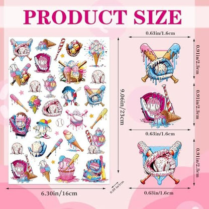 200+ Ice Cream Drip Temporary Tattoos for Baseball Birthday Party – Colorful Sport Game Activity Favors, School Prizes & Rewards Avelisse