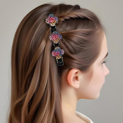 12PCS Sparkling Crystal Stone Braided Hair Clips for Women Girls - Shiny Flower Rhinestone Duckbill Hair Clip Set