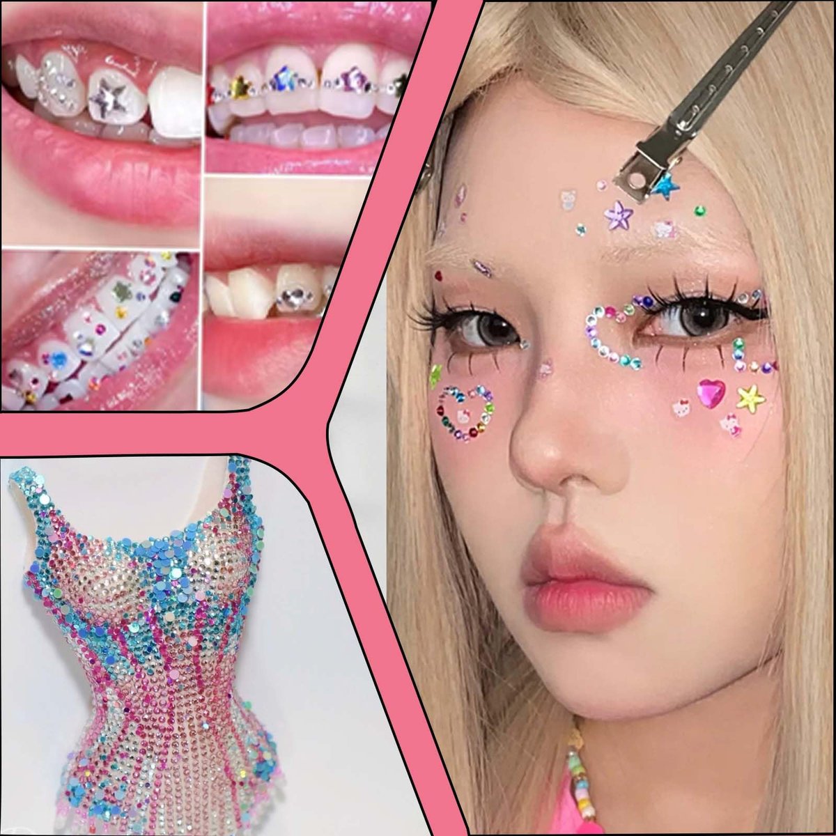 AWDSLUY 3000Pcs Colorful Rhinestones Nail Art Charms - 3D Mini Heart Star Flower Crystal Flat Back Nail Gems for Acrylic Nails, Kawaii Nail Crafts - görsel 9