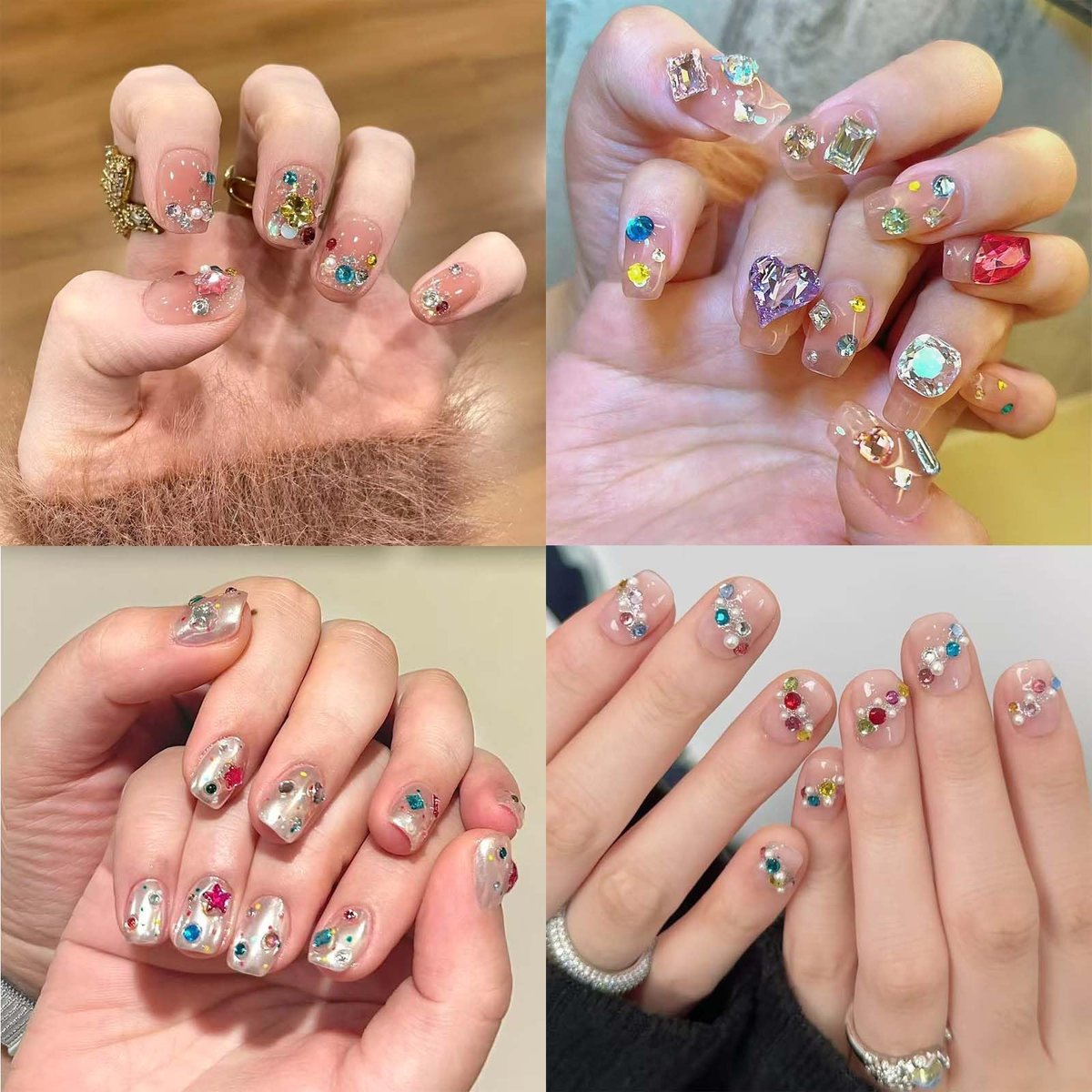 AWDSLUY 3000Pcs Colorful Rhinestones Nail Art Charms - 3D Mini Heart Star Flower Crystal Flat Back Nail Gems for Acrylic Nails, Kawaii Nail Crafts - görsel 11