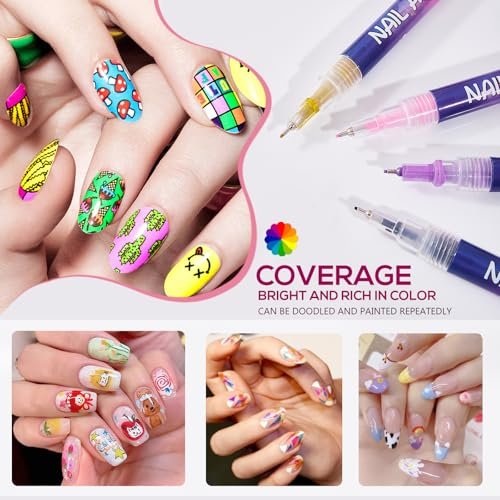 12 Colors Nail Art Markers Set - Quick Dry 3D Nail Art Pens for Women & Girls, Home & Salon Manicure Tools Avelisse