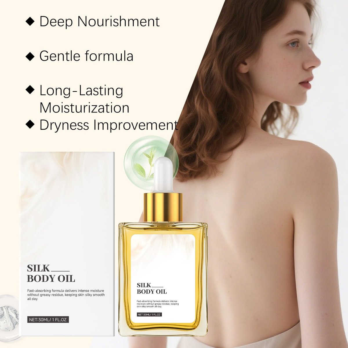 Xoyssfy Silk Body Oil – Hydrating, Non-Greasy Moisturizer with Shea Butter, Coconut Oil & Vitamin E Avelisse