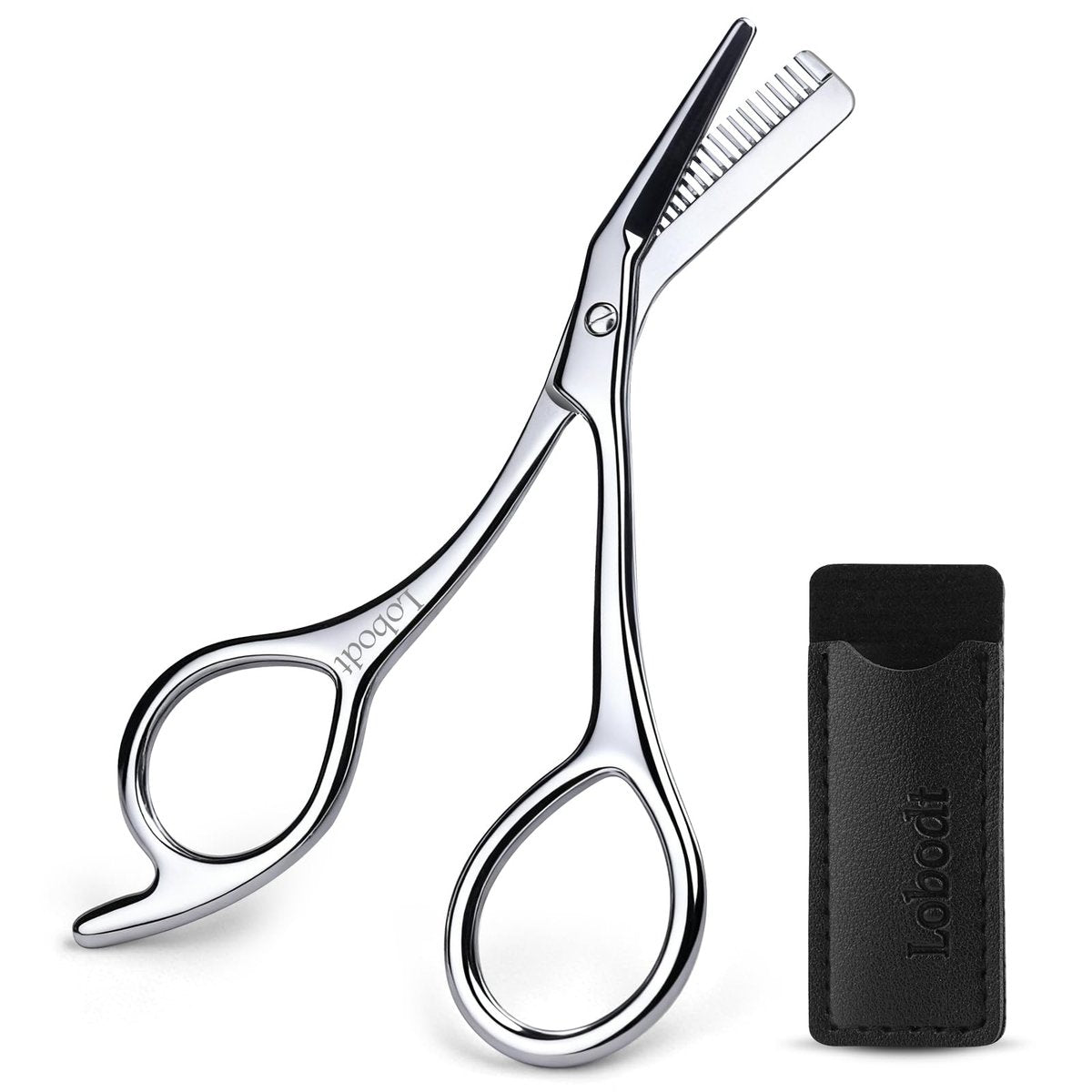 Precision Eyebrow Scissors with Comb – 4.65-Inch Stainless Steel Trimming Shears for Women and Men, Includes PU Case Avelisse
