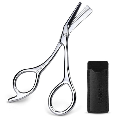 Precision Eyebrow Scissors with Comb – 4.65-Inch Stainless Steel Trimming Shears for Women and Men, Includes PU Case Avelisse