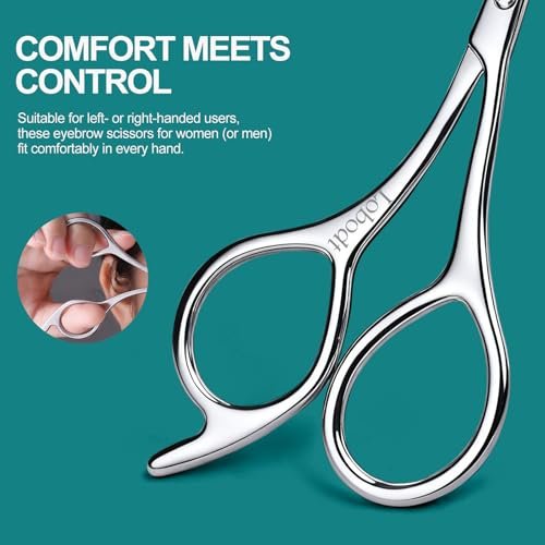Precision Eyebrow Scissors with Comb – 4.65-Inch Stainless Steel Trimming Shears for Women and Men, Includes PU Case Avelisse