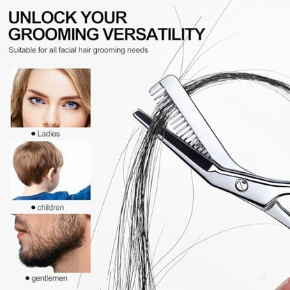 Precision Eyebrow Scissors with Comb – 4.65-Inch Stainless Steel Trimming Shears for Women and Men, Includes PU Case Avelisse