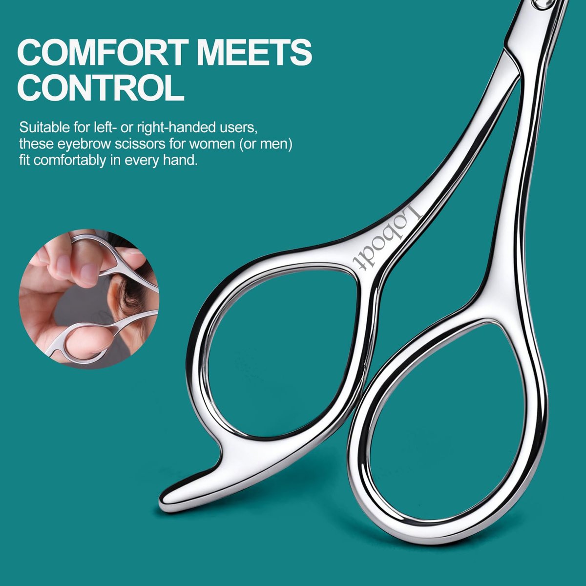Precision Eyebrow Scissors with Comb – 4.65-Inch Stainless Steel Trimming Shears for Women and Men, Includes PU Case Avelisse