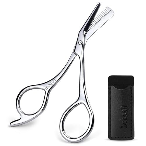 Precision Eyebrow Scissors with Comb – 4.65-Inch Stainless Steel Trimming Shears for Women and Men, Includes PU Case Avelisse