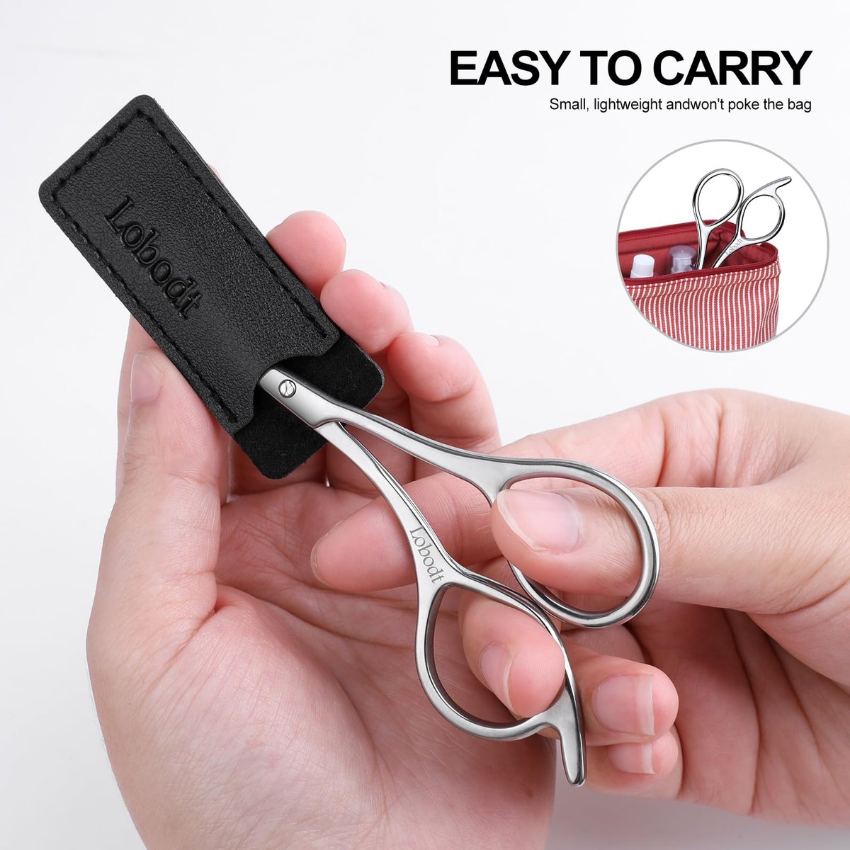 Precision Eyebrow Scissors with Comb – 4.65-Inch Stainless Steel Trimming Shears for Women and Men, Includes PU Case Avelisse