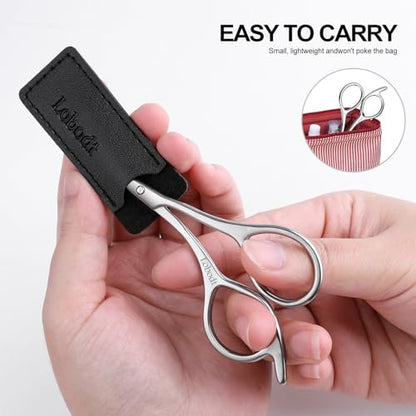 Precision Eyebrow Scissors with Comb – 4.65-Inch Stainless Steel Trimming Shears for Women and Men, Includes PU Case Avelisse