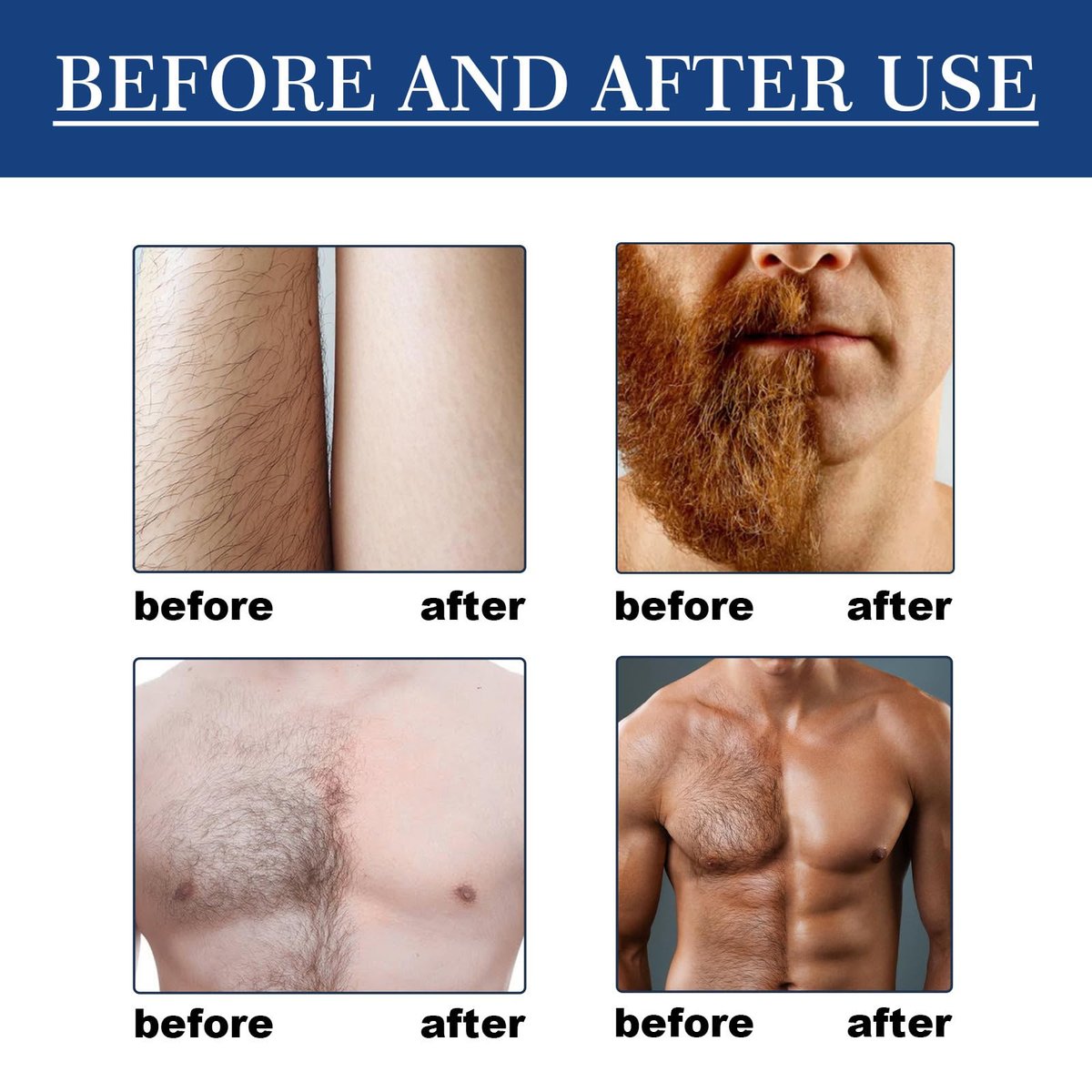 Men's Hair Removal Spray – Plant Extract Depilation, Soothing Formula for Armpits, Chest, Back, Legs & Body, Gentle for All Skin Types Avelisse
