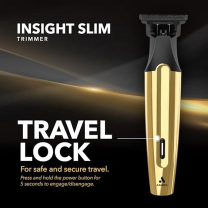 Andis Insight Slim Cordless Hair Trimmer – Gold, 9-Piece Kit, Stainless Steel T-Blade, Lithium-Ion Battery Avelisse