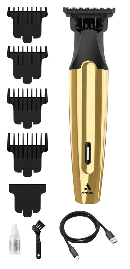 Andis Insight Slim Cordless Hair Trimmer – Gold, 9-Piece Kit, Stainless Steel T-Blade, Lithium-Ion Battery Avelisse