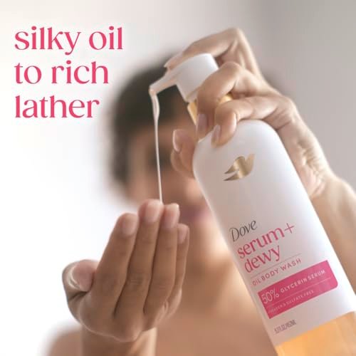 Dove Serum+ Shower Oil Body Wash with Coconut & Geranium Oil, Dewy Hydrating Cleanser for Soft Skin, 15.3 fl oz Avelisse