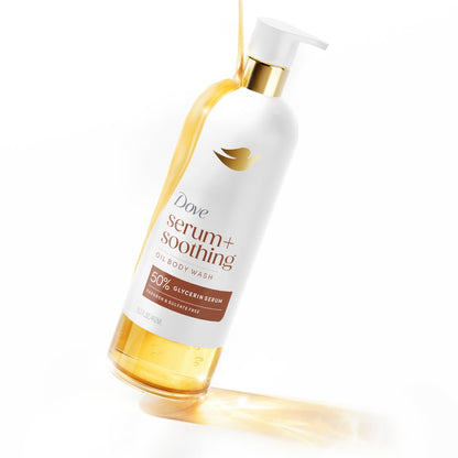 Dove Serum+ Shower Oil Body Wash with Glycerin Serum, Almond Oil & Sandalwood, Soothing Hydrating Cleanser, 15.3 fl oz