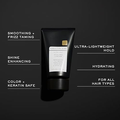 Kristin Ess Ultra Light Styling Curl Cream - Lightweight Hold, Frizz Control & Shine for Defined Curls and Waves - Vegan & Color Safe