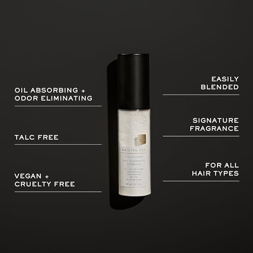 Kristin Ess Travel Size Dry Shampoo Powder for Oily Hair - Fresh Pear Fragrance - Non-Aerosol Style Extender - Sulfate Free, Color Safe, Vegan & Clean - Lightweight - Easily Blends In Dark Hair - görsel 8