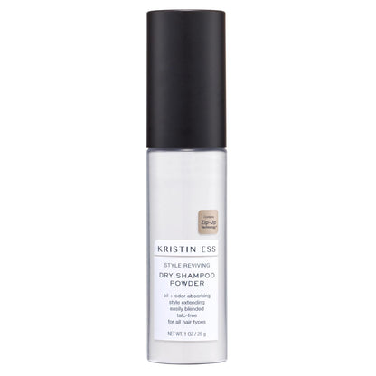Kristin Ess Travel Size Dry Shampoo Powder for Oily Hair - Fresh Pear Fragrance - Non-Aerosol Style Extender - Sulfate Free, Color Safe, Vegan & Clean - Lightweight - Easily Blends In Dark Hair