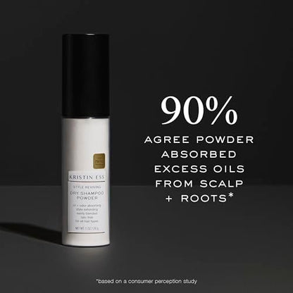 Kristin Ess Travel Size Dry Shampoo Powder for Oily Hair - Fresh Pear Fragrance - Non-Aerosol Style Extender - Sulfate Free, Color Safe, Vegan & Clean - Lightweight - Easily Blends In Dark Hair