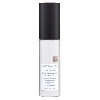 Kristin Ess Travel Size Dry Shampoo Powder for Oily Hair - Fresh Pear Fragrance - Non-Aerosol Style Extender - Sulfate Free, Color Safe, Vegan & Clean - Lightweight - Easily Blends In Dark Hair