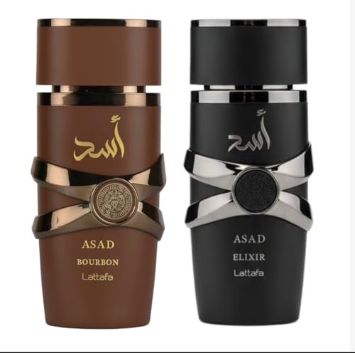 Lattafa Asad Elixir + Asad Bourbon Eau de Parfum Bundle (2 x 100ml) - Premium Men's Fragrance Set Avelisse