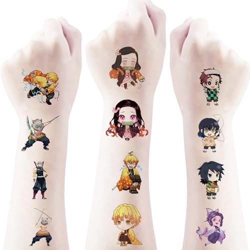 40 Sheets Demon Manga Slayer Temporary Tattoos – Birthday Party Favors & Cartoon Stickers for Teens - görsel 10