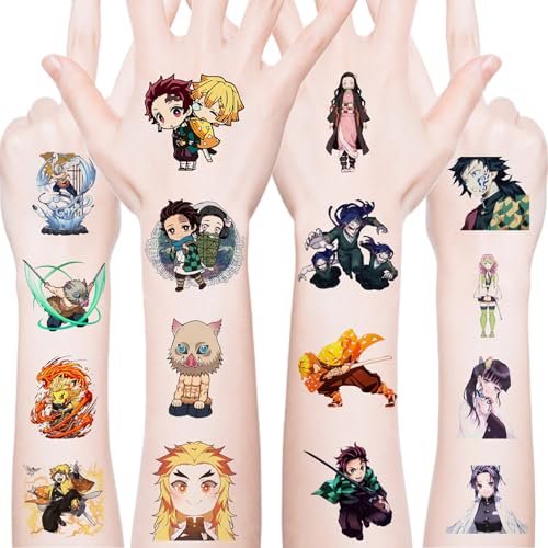 40 Sheets Demon Manga Slayer Temporary Tattoos – Birthday Party Favors & Cartoon Stickers for Teens - görsel 2