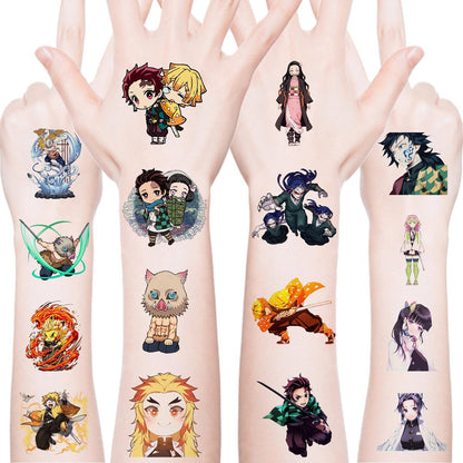 40 Sheets Demon Manga Slayer Temporary Tattoos – Birthday Party Favors & Cartoon Stickers for Teens