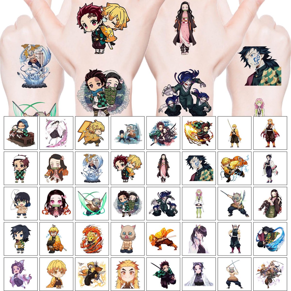 40 Sheets Demon Manga Slayer Temporary Tattoos – Birthday Party Favors & Cartoon Stickers for Teens - görsel 3
