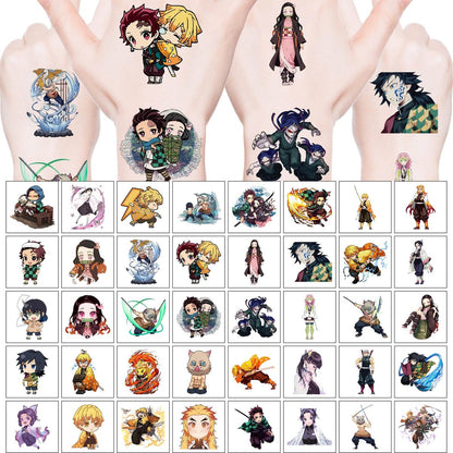 40 Sheets Demon Manga Slayer Temporary Tattoos – Birthday Party Favors & Cartoon Stickers for Teens