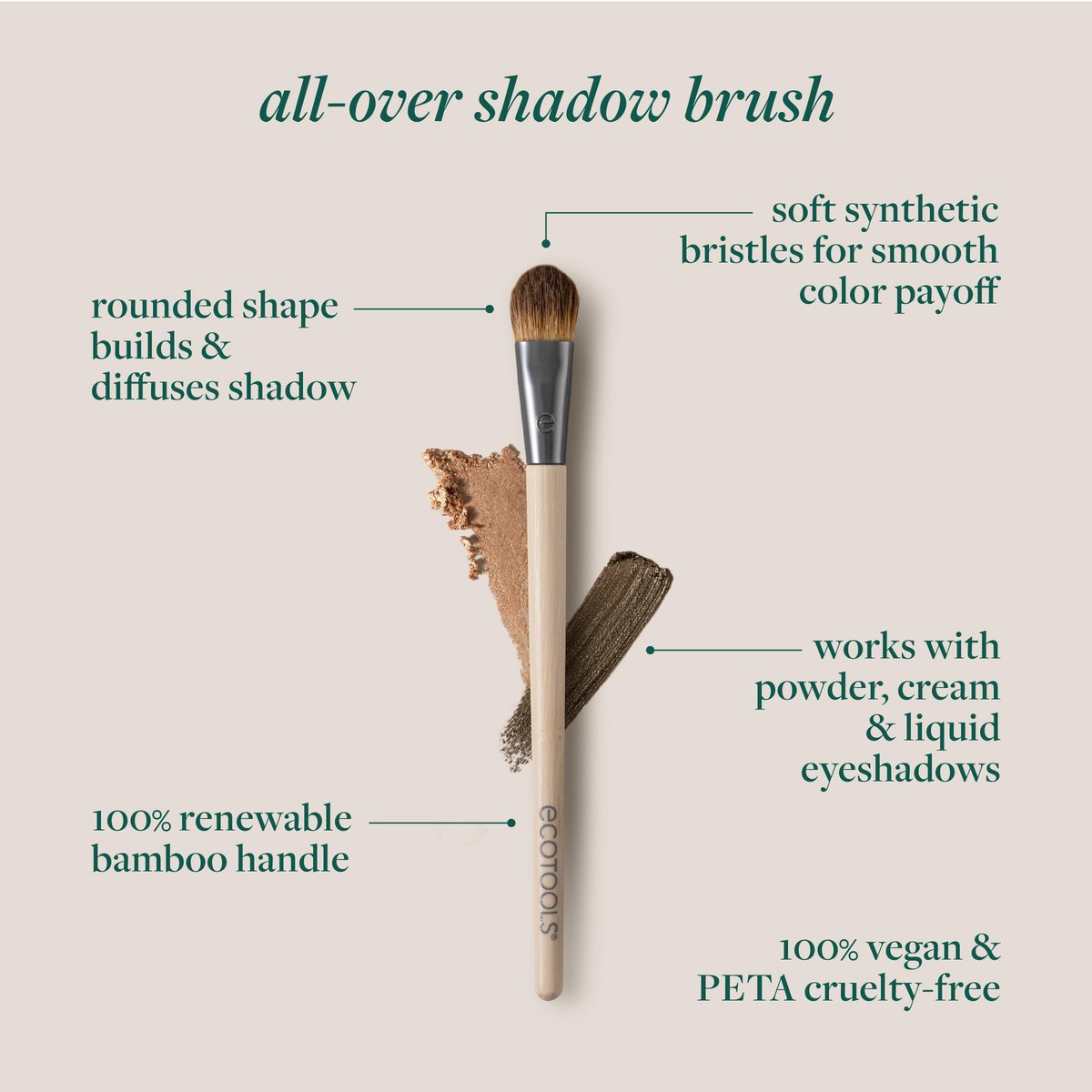 EcoTools All Over Eye Brush – Fluffy Eyeshadow Brush for Blending Lid & Crease Color, Soft Synthetic Bristles, Sustainable & Cruelty-Free - görsel 4