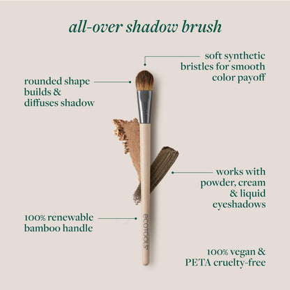 EcoTools All Over Eye Brush – Fluffy Eyeshadow Brush for Blending Lid & Crease Color, Soft Synthetic Bristles, Sustainable & Cruelty-Free