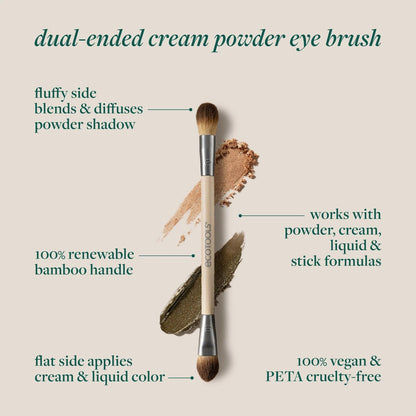 EcoTools Cream & Powder Dual-Ended Eye Brush – Flat & Fluffy Eyeshadow Brush for Packing, Blending & Full Eye Looks – Sustainable, Vegan & Cruelty-Free Makeup Brush