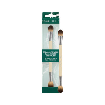 EcoTools Cream & Powder Dual-Ended Eye Brush – Flat & Fluffy Eyeshadow Brush for Packing, Blending & Full Eye Looks – Sustainable, Vegan & Cruelty-Free Makeup Brush