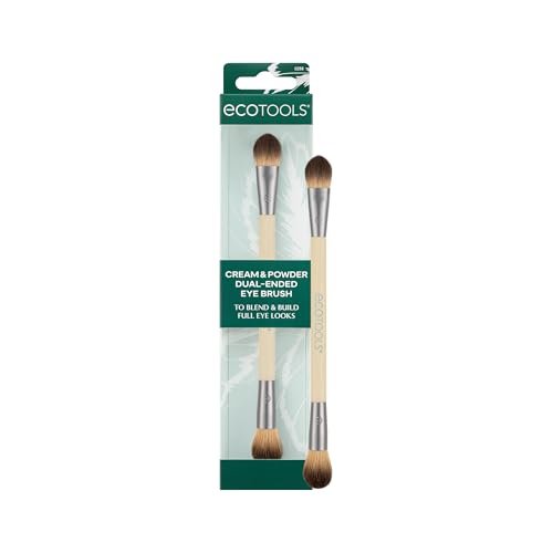 EcoTools Cream & Powder Dual-Ended Eye Brush – Flat & Fluffy Eyeshadow Brush for Packing, Blending & Full Eye Looks – Sustainable, Vegan & Cruelty-Free Makeup Brush - görsel 2