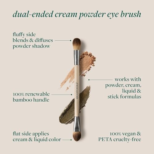 EcoTools Cream & Powder Dual-Ended Eye Brush – Flat & Fluffy Eyeshadow Brush for Packing, Blending & Full Eye Looks – Sustainable, Vegan & Cruelty-Free Makeup Brush - görsel 4