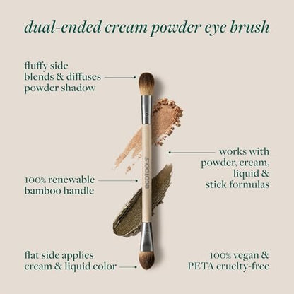 EcoTools Cream & Powder Dual-Ended Eye Brush – Flat & Fluffy Eyeshadow Brush for Packing, Blending & Full Eye Looks – Sustainable, Vegan & Cruelty-Free Makeup Brush