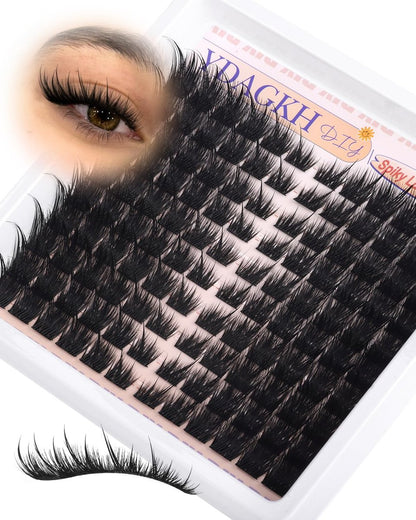 Wispy Lash Clusters Fox Eye Cluster Eyelash Extensions - Fairy Spiky Pre-Mapped Cat Eye Lashes for Natural Volume 8-20mm C Curly (120 Count, Black) Avelisse