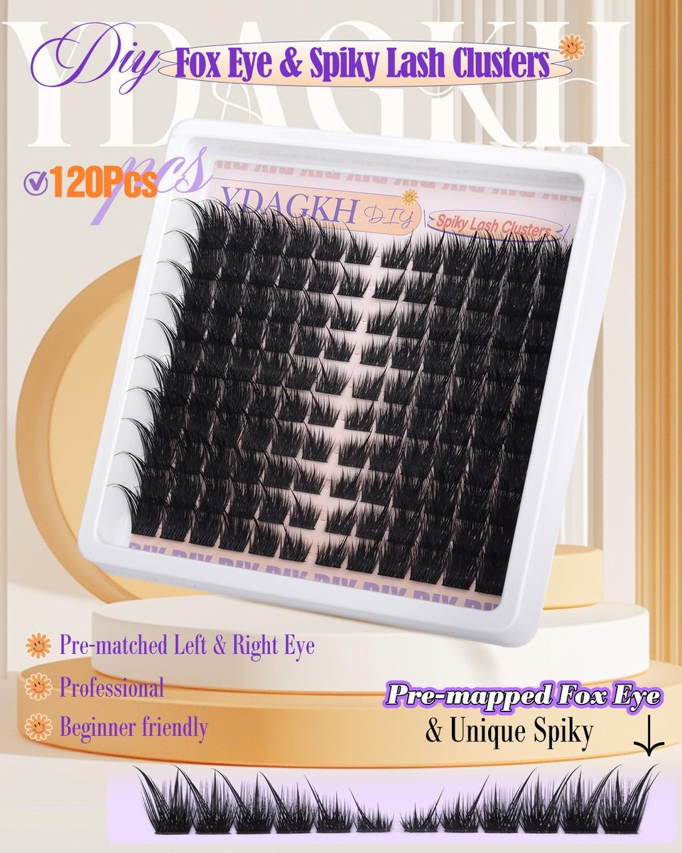 Wispy Lash Clusters Fox Eye Cluster Eyelash Extensions - Fairy Spiky Pre-Mapped Cat Eye Lashes for Natural Volume 8-20mm C Curly (120 Count, Black) Avelisse