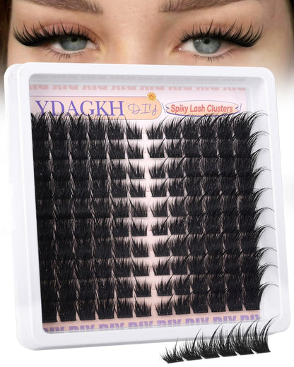 Wispy Lash Clusters Fox Eye Cluster Eyelash Extensions - Fairy Spiky Pre-Mapped Cat Eye Lashes for Natural Volume 8-20mm C Curly (120 Count, Black) Avelisse
