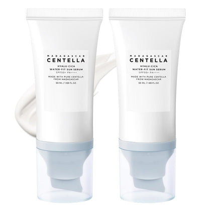 2-Pack Centella Sunscreen SPF 50 Face Serum - 50ml Daily UV Defense Sunblock, Travel Essentials for Melanin-Rich Skin Avelisse