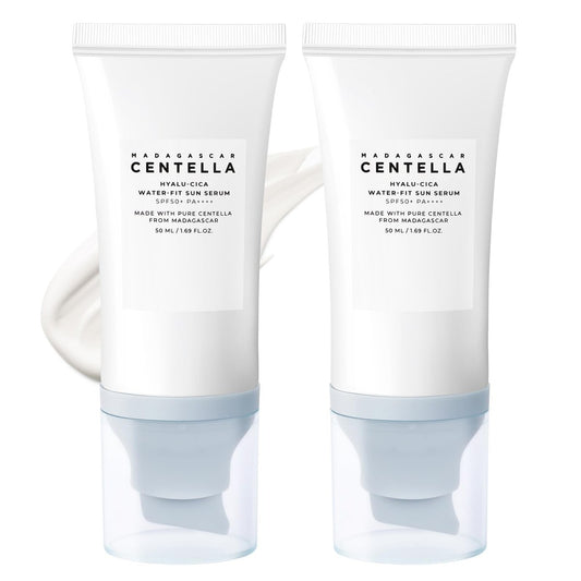 2-Pack Centella Sunscreen SPF 50 Face Serum - 50ml Daily UV Defense Sunblock, Travel Essentials for Melanin-Rich Skin Avelisse