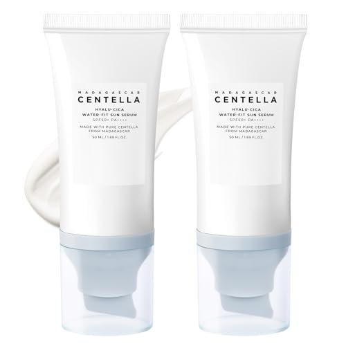 2-Pack Centella Sunscreen SPF 50 Face Serum - 50ml Daily UV Defense Sunblock, Travel Essentials for Melanin-Rich Skin Avelisse