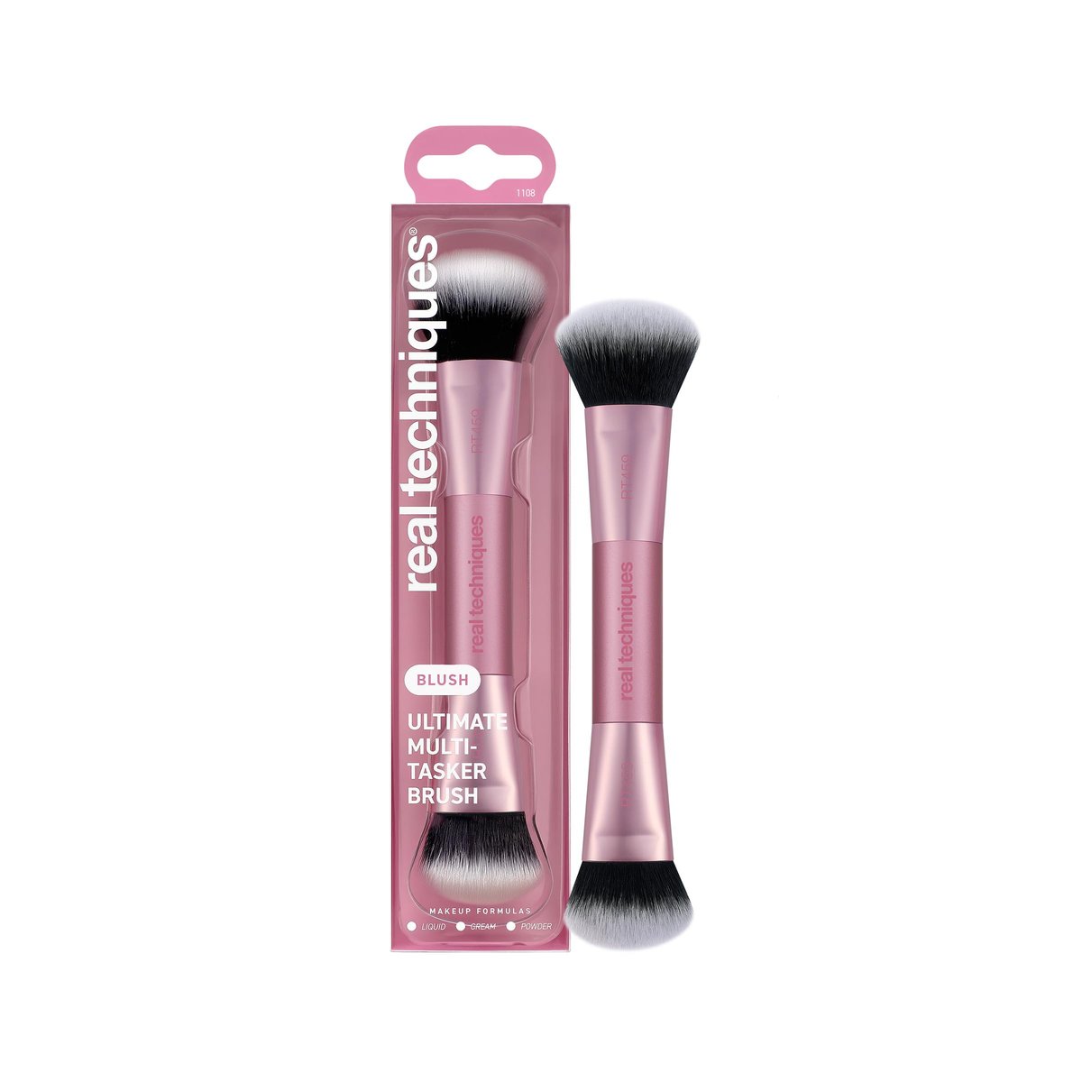 Real Techniques Ultimate Multi Tasker Brush - Dual-Ended Makeup Brush for Foundation, Blush, Bronzer & Powder, Precision Sculpting & Blending, UltraPlush Bristles, Cruelty-Free, 1 Count - görsel 1