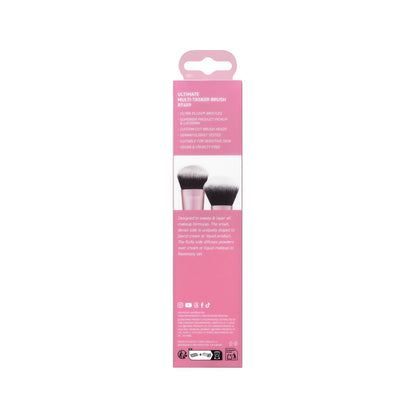 Real Techniques Ultimate Multi Tasker Brush - Dual-Ended Makeup Brush for Foundation, Blush, Bronzer & Powder, Precision Sculpting & Blending, UltraPlush Bristles, Cruelty-Free, 1 Count