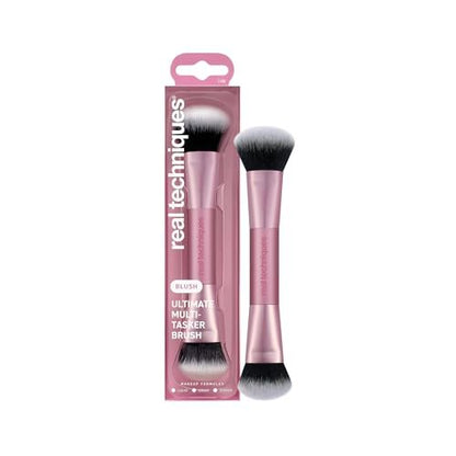 Real Techniques Ultimate Multi Tasker Brush - Dual-Ended Makeup Brush for Foundation, Blush, Bronzer & Powder, Precision Sculpting & Blending, UltraPlush Bristles, Cruelty-Free, 1 Count